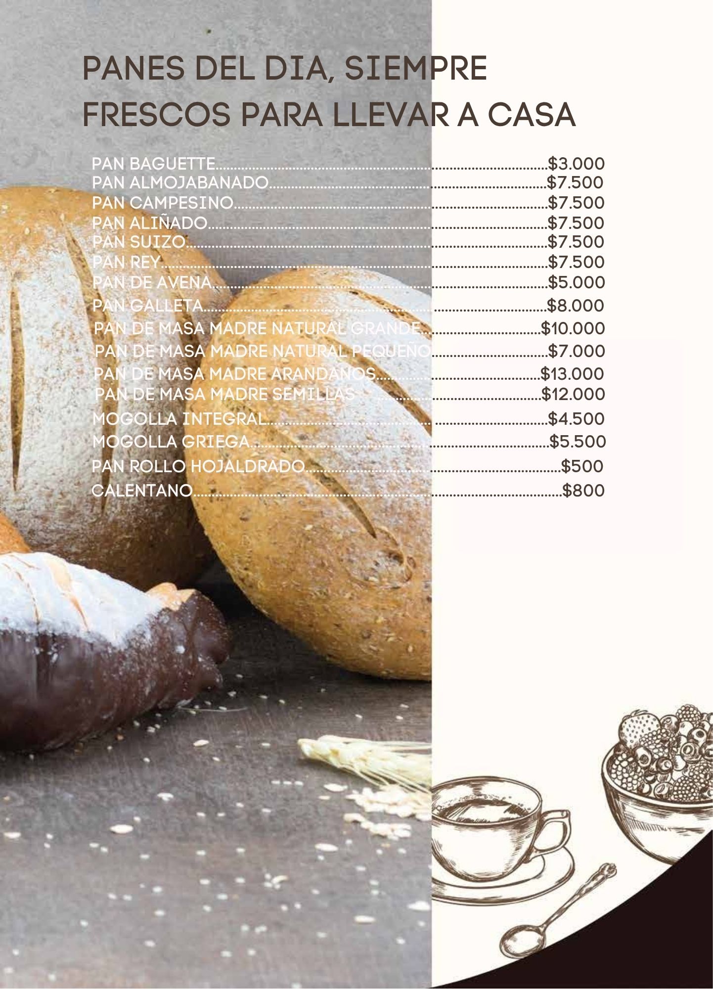 Menú Panadería La Francesa Especializada