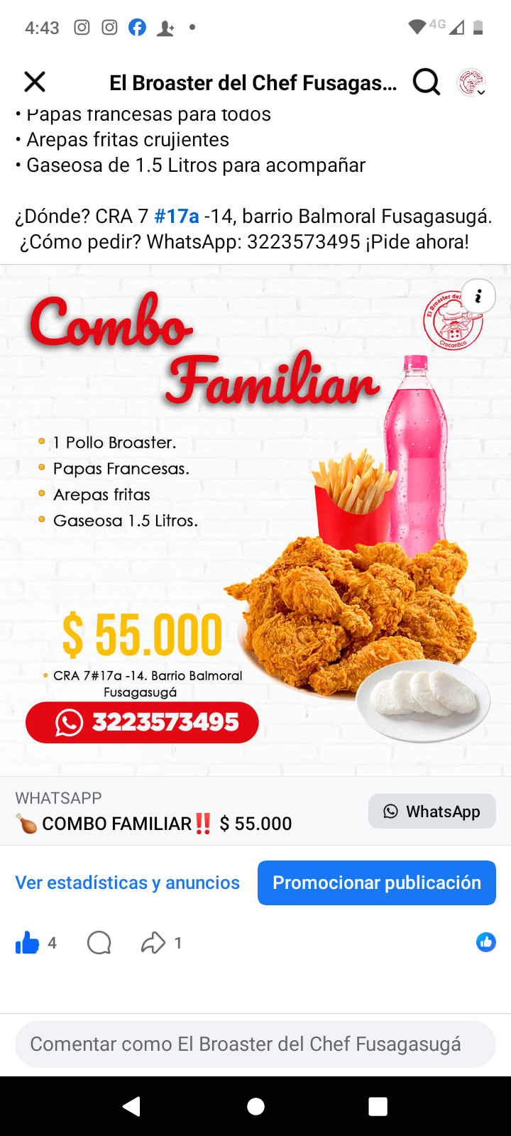 Menú El Broaster del Chef