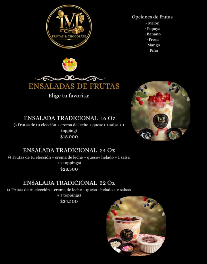 Menú Frutas y chocolates