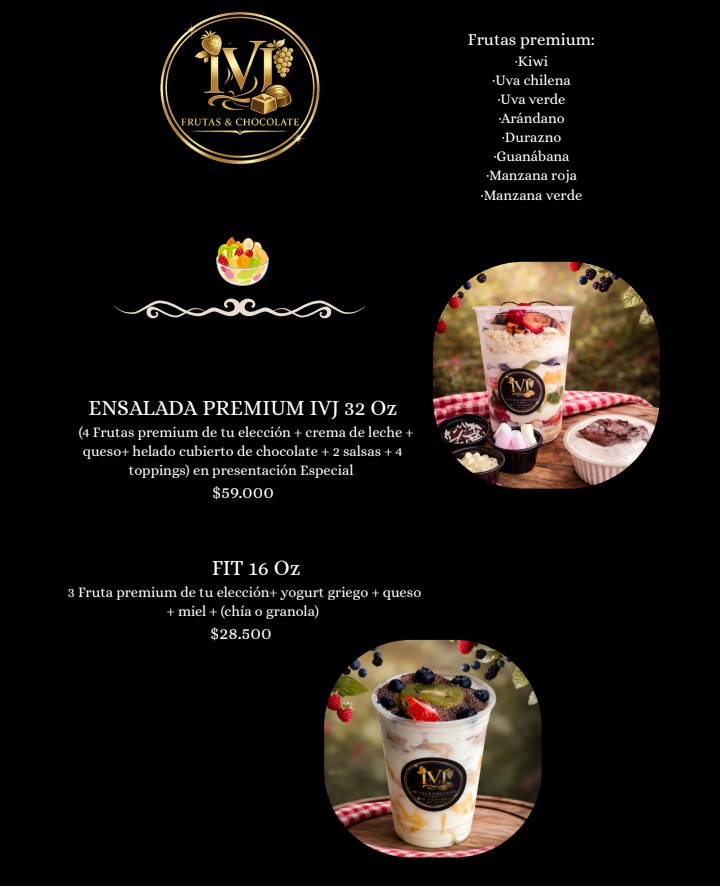 Menú Frutas y chocolates