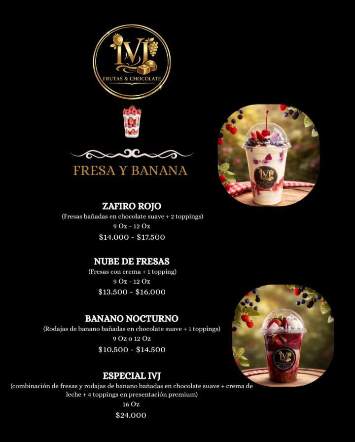 Menú Frutas y chocolates