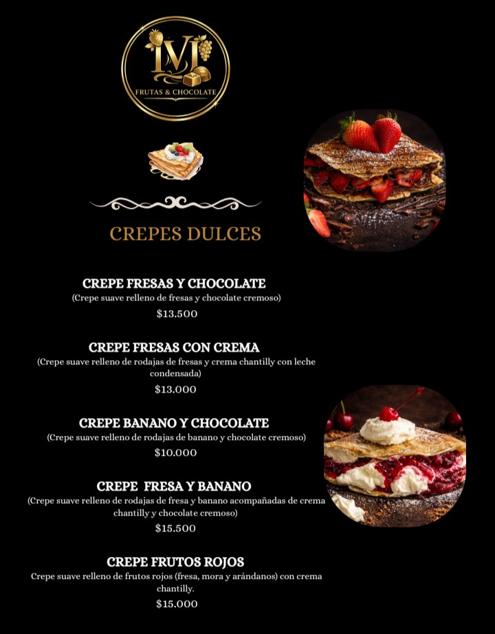 Menú Frutas y chocolates