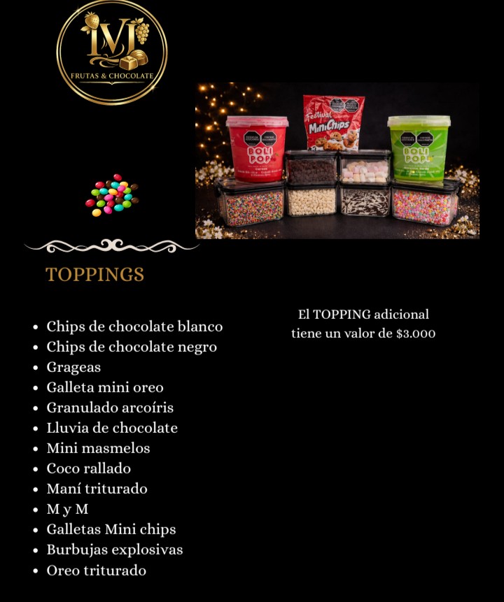 Menú Frutas y chocolates