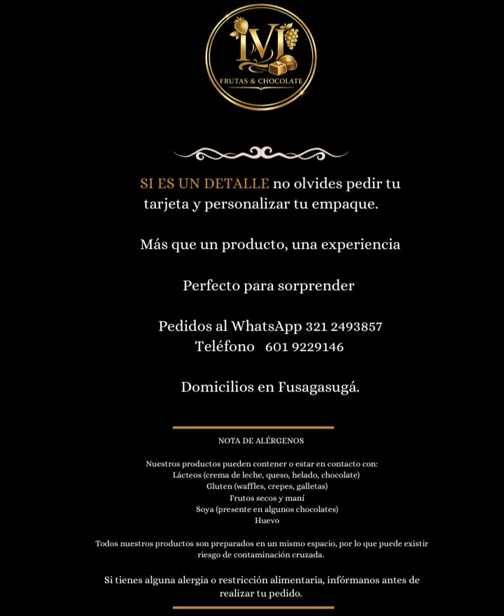 Menú Frutas y chocolates