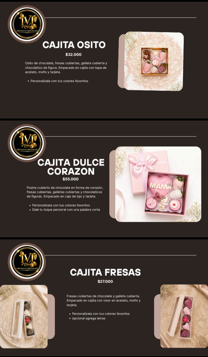 Menú Frutas y chocolates