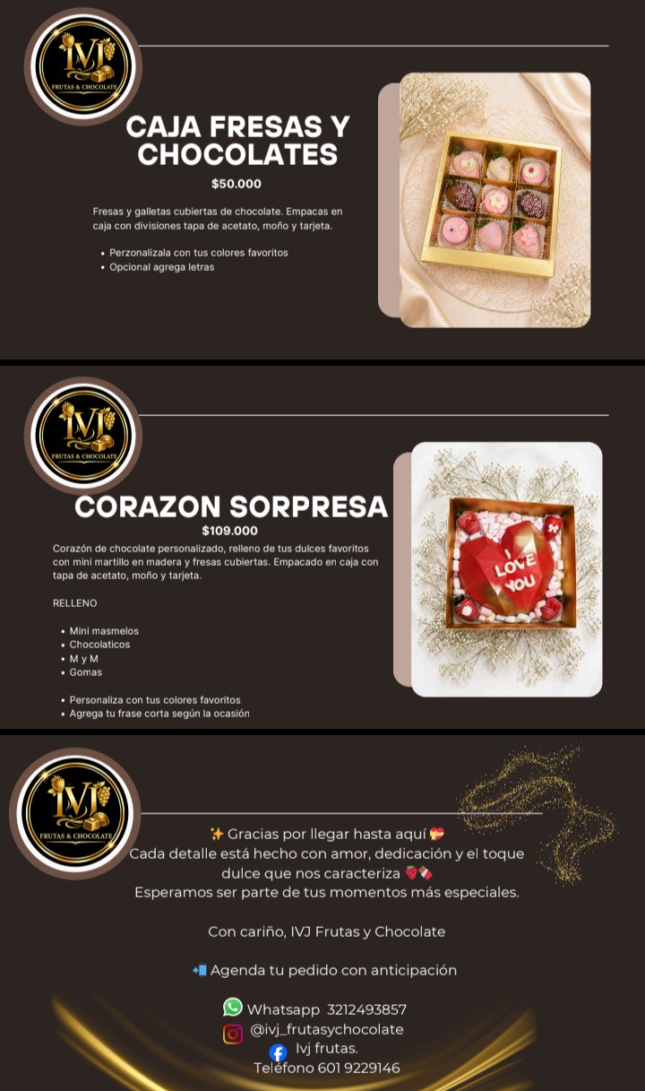 Menú Frutas y chocolates