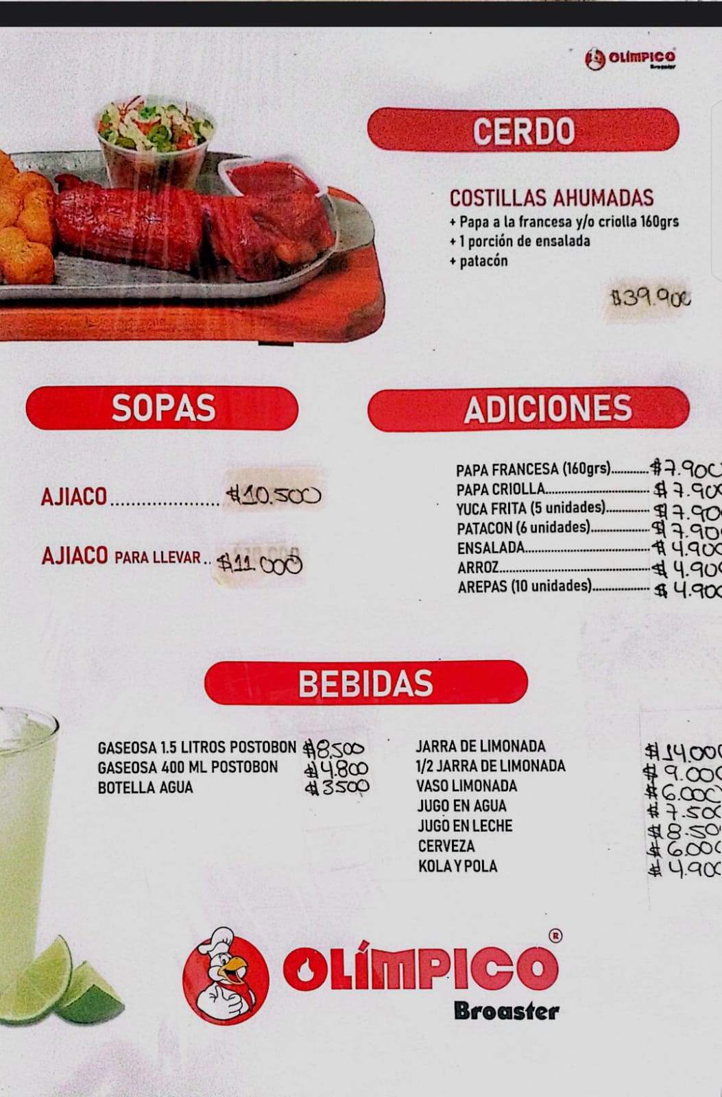 Menú Olímpico broaster