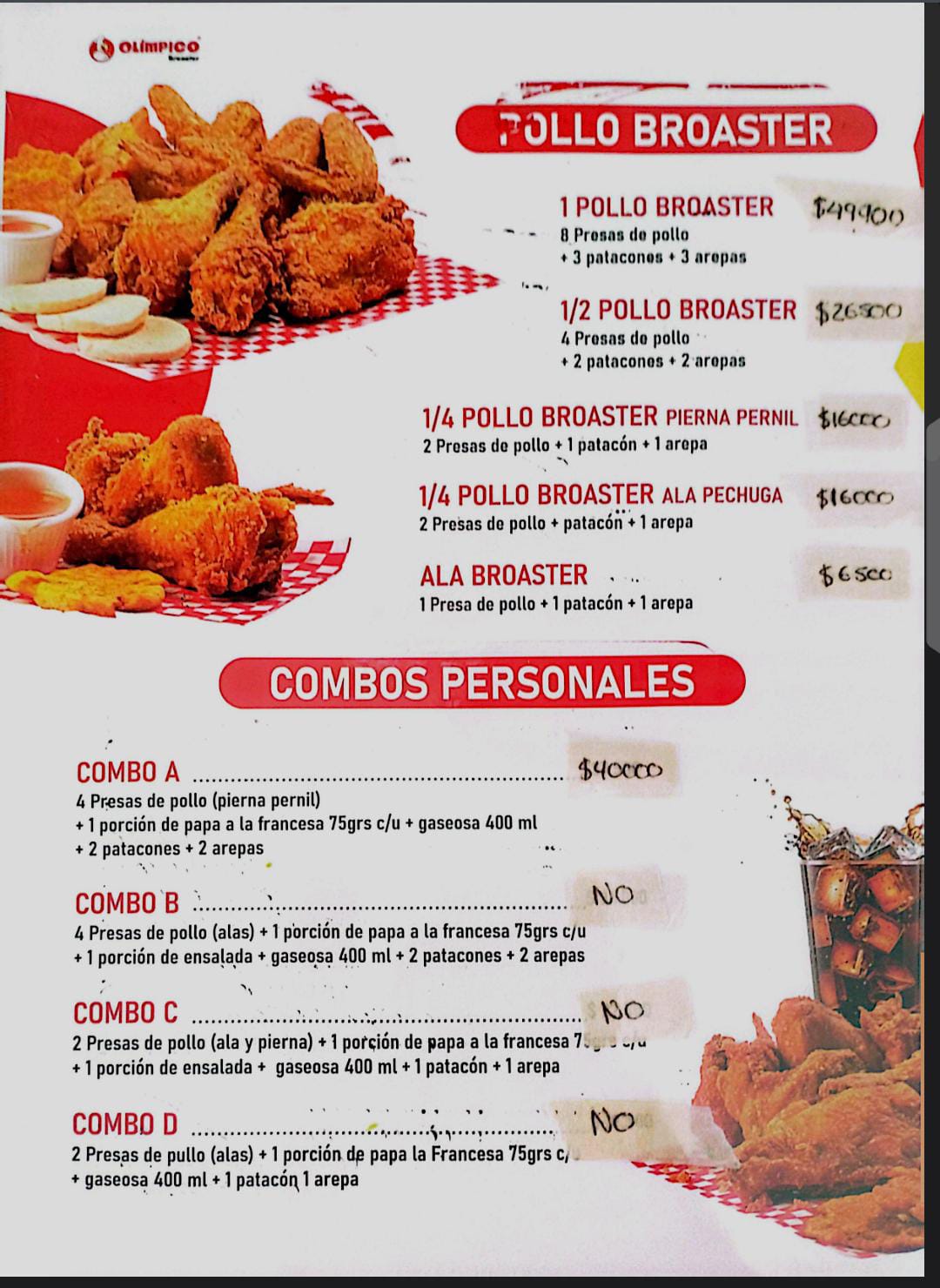 Menú Olímpico broaster