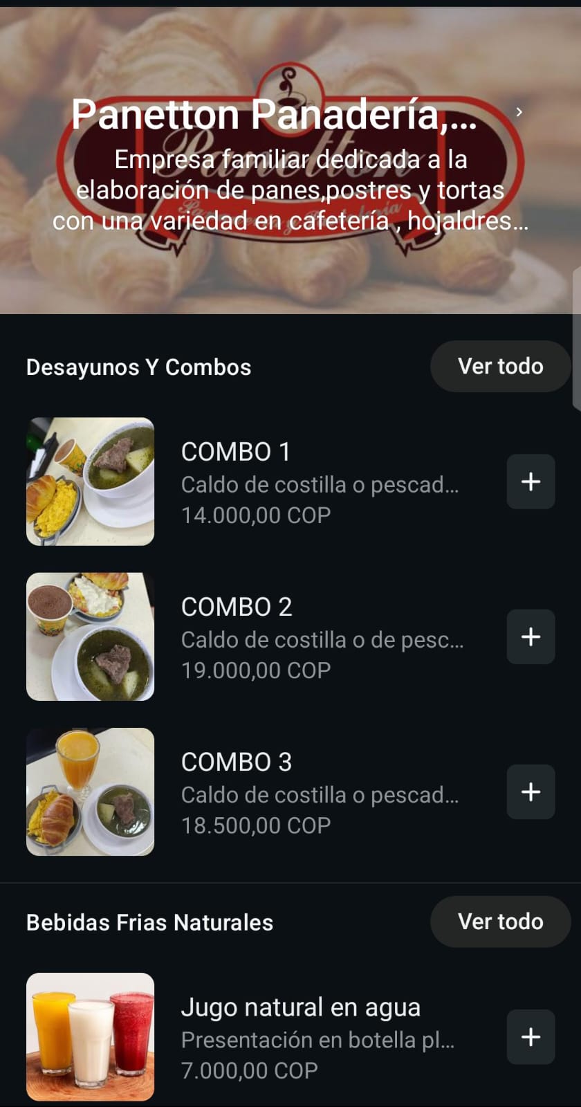 Menú Panetton san jorge