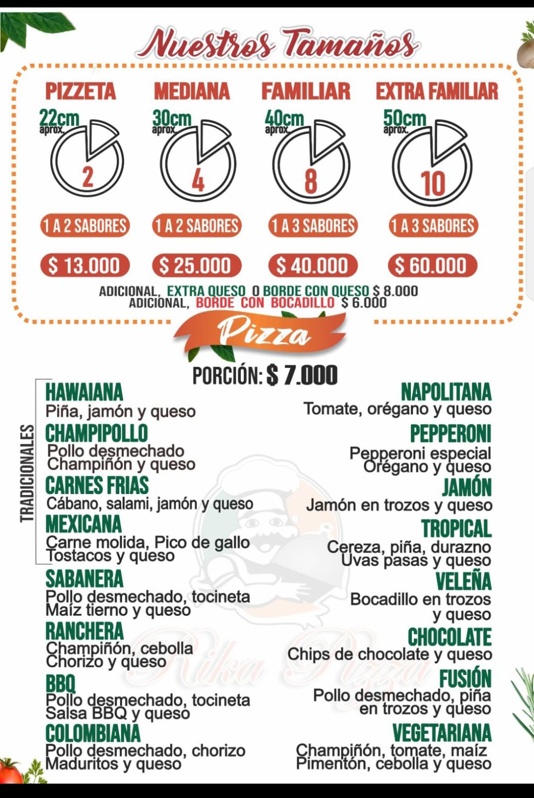 Menú Rika Pizza