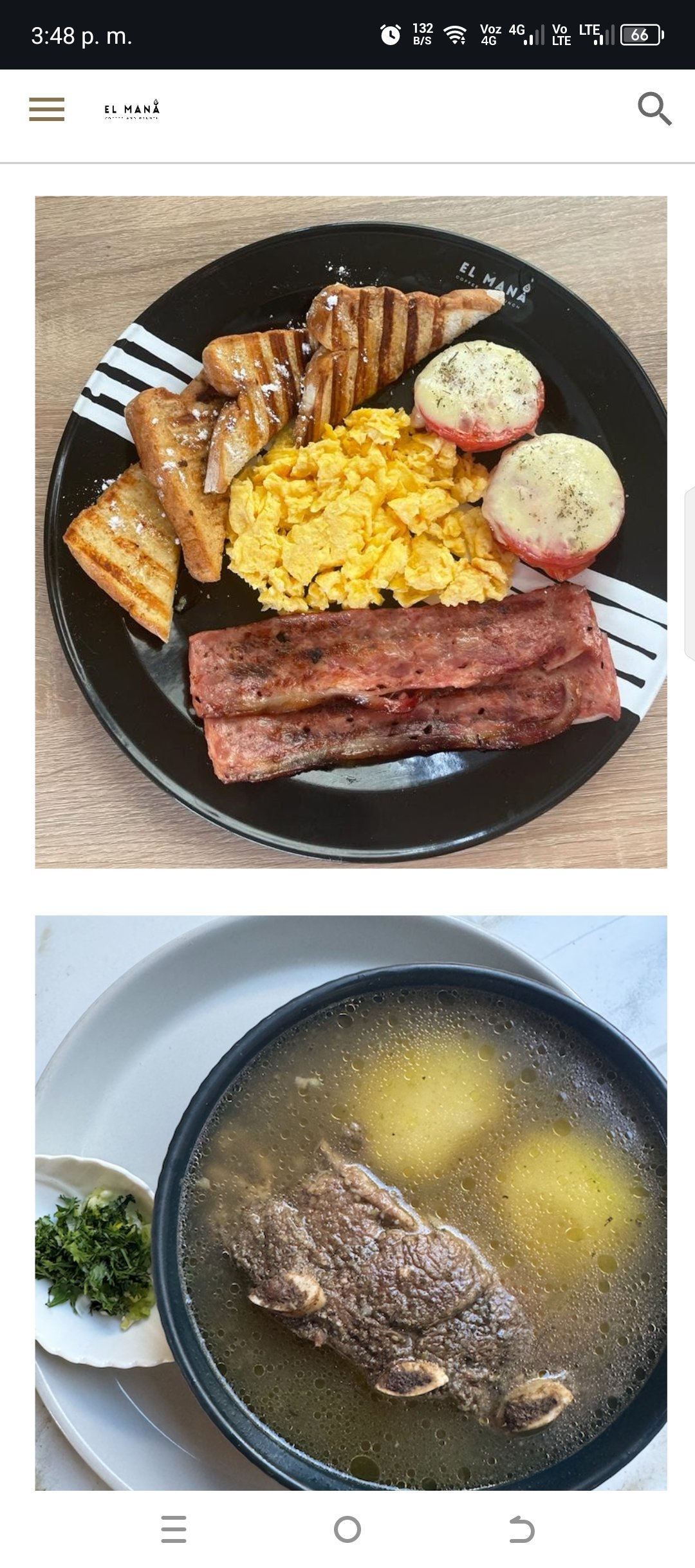 Menú El mana coofee and brunch querencia