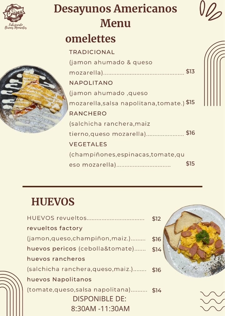 Menú Crepes factory