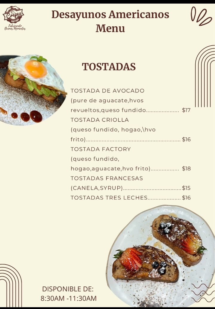 Menú Crepes factory