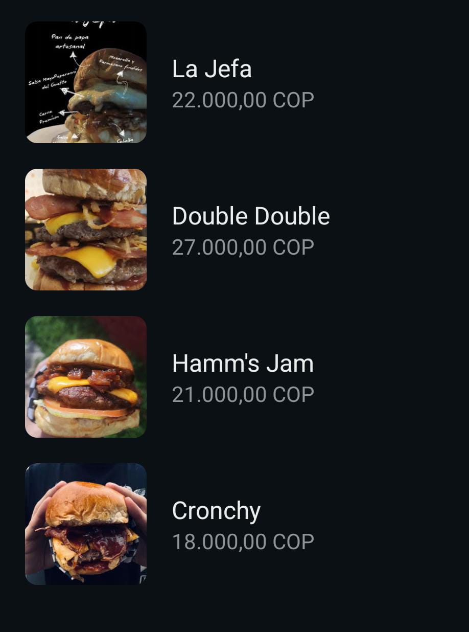 Menú Guetto burguer