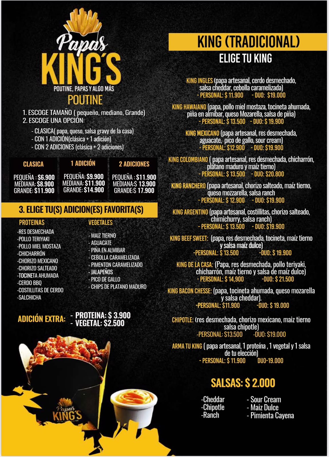 Menú Papaskings Calle 22