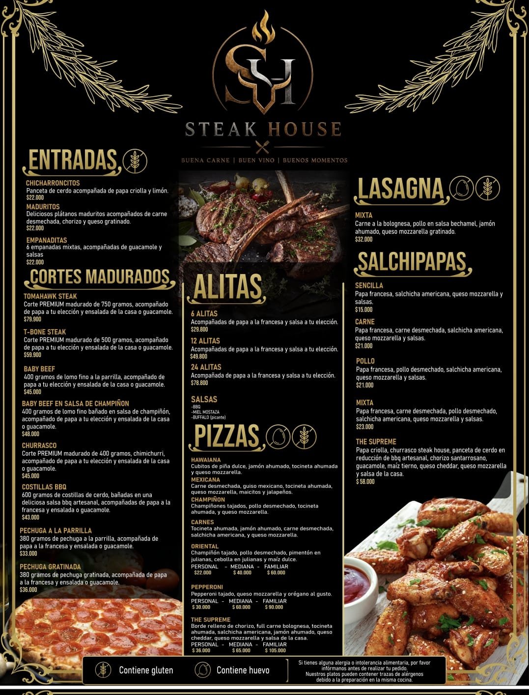 Menú Steak house