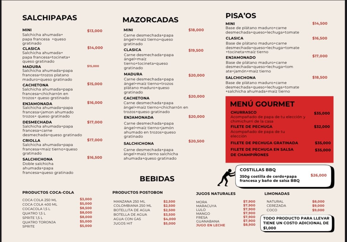 Menú Juangre burger