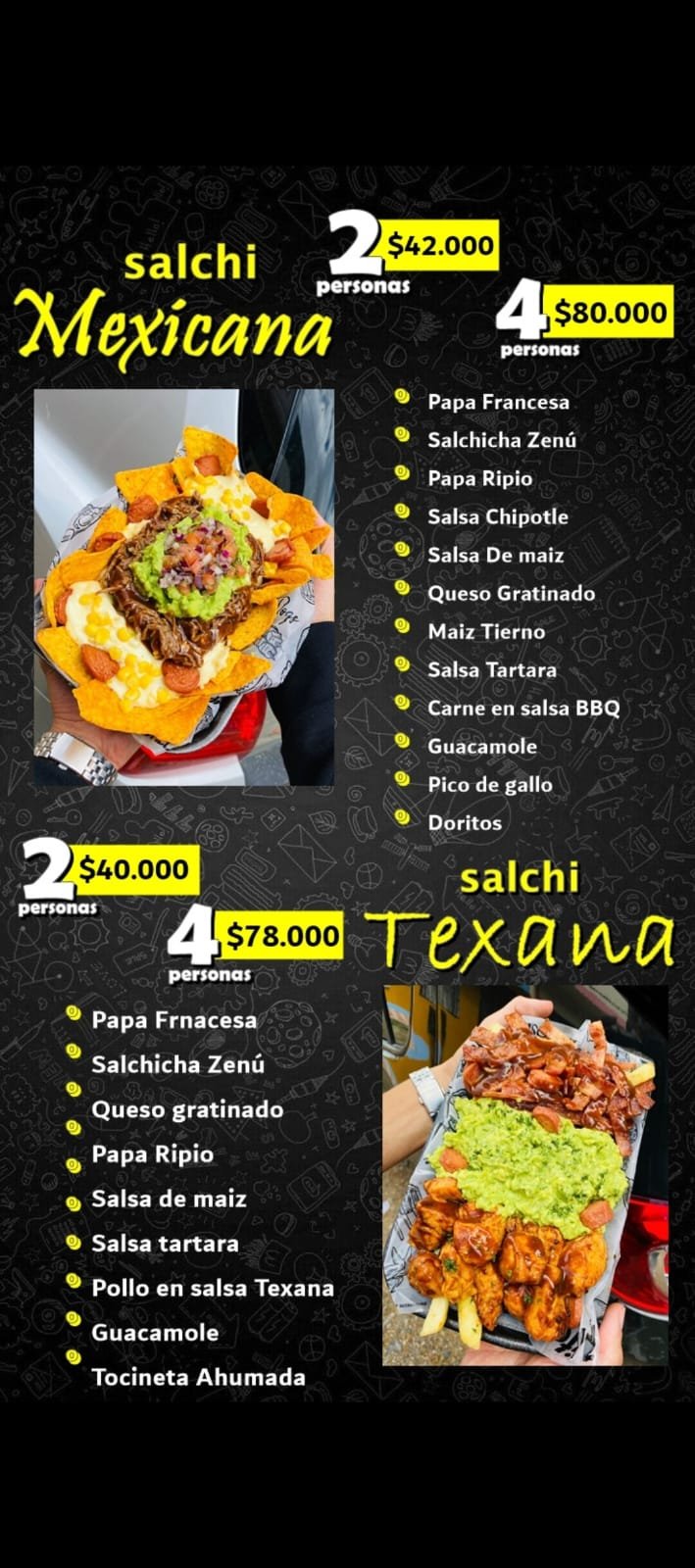 Menú Salchilocos