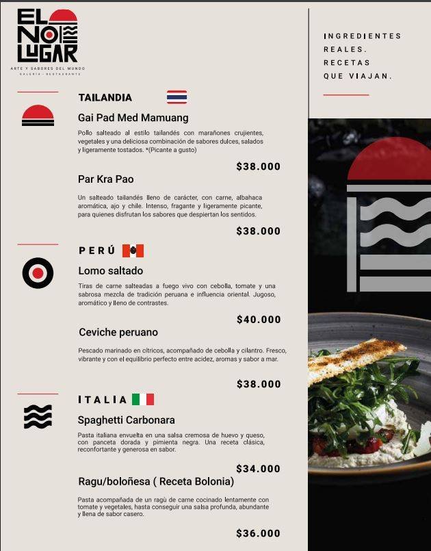 Menú El No Lugar