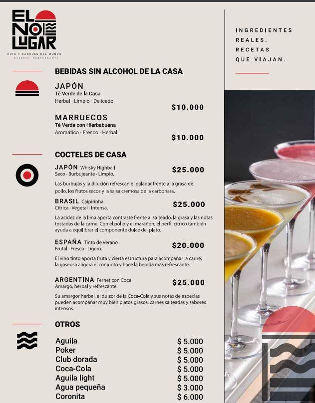 Menú El No Lugar