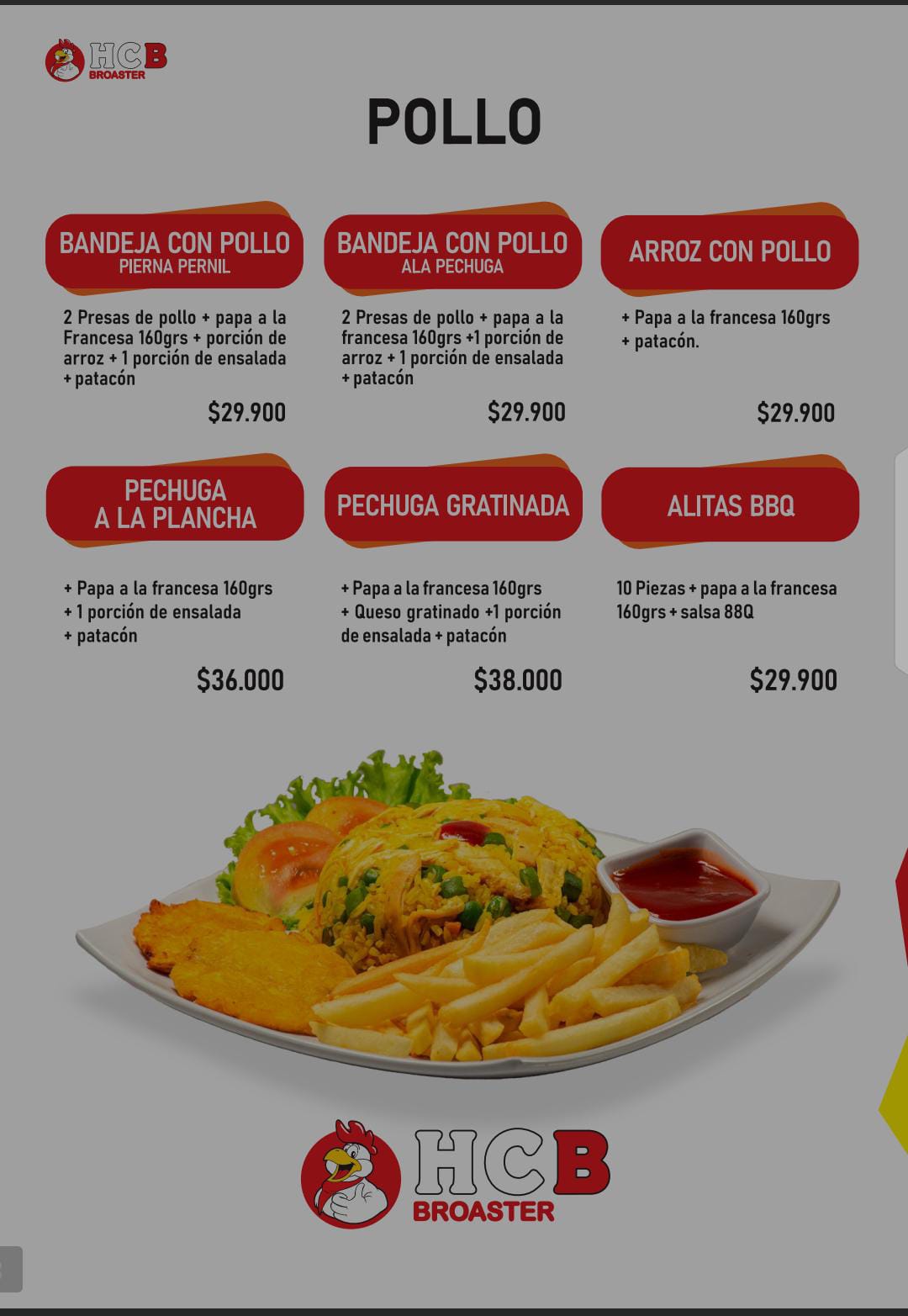 Menú Hcb broster