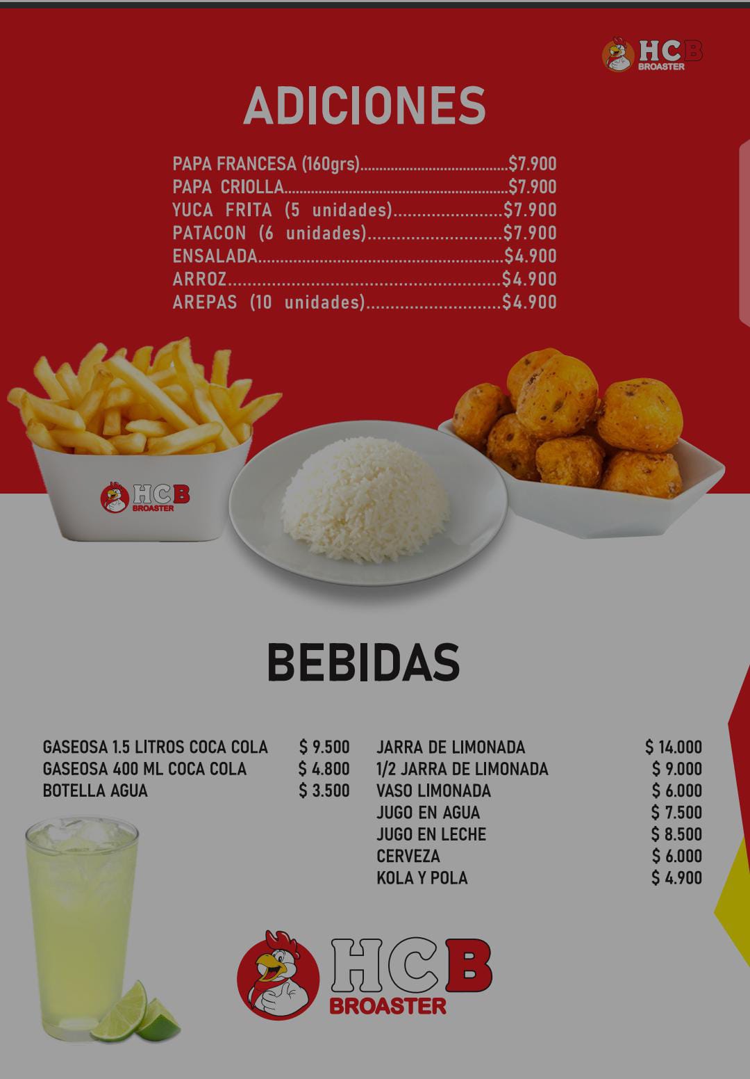 Menú Hcb broster