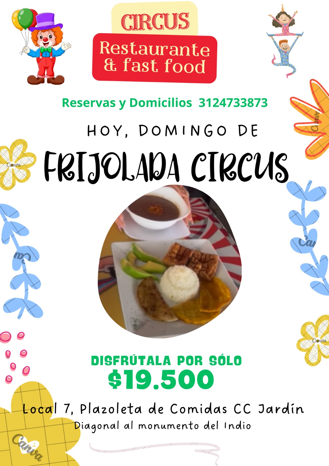 Menú Circus parrilla cc jardin