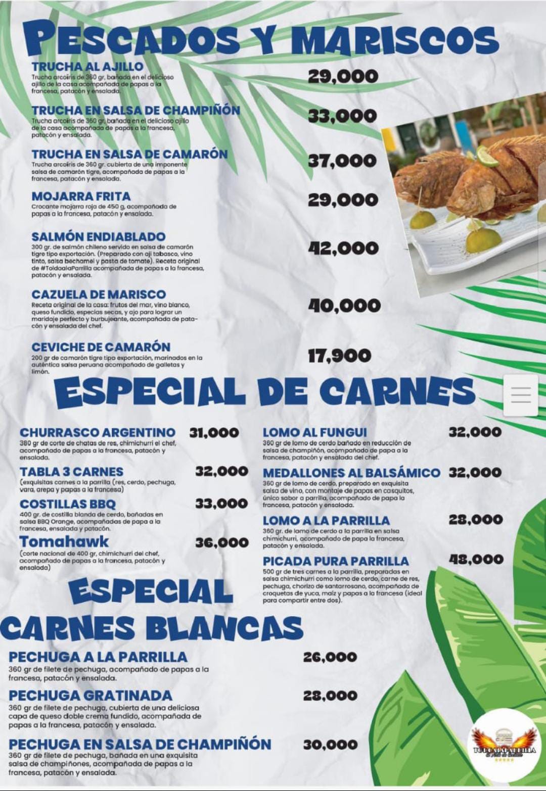 Menú Todo a la parrilla