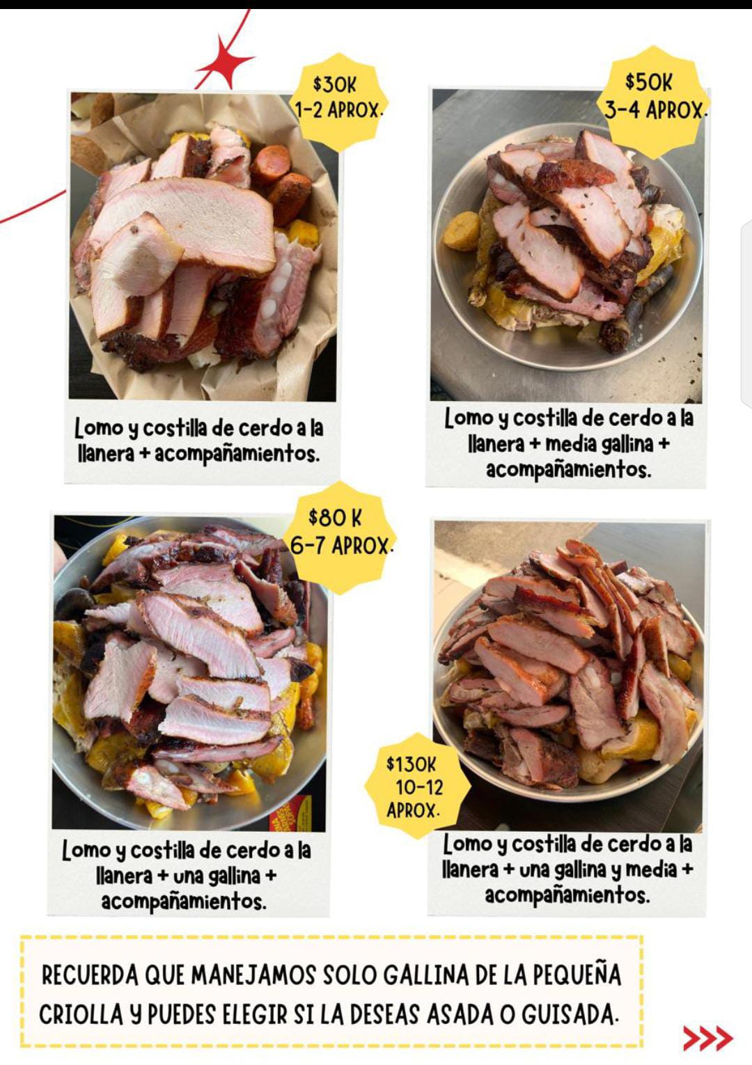 Menú El ranchito criollo